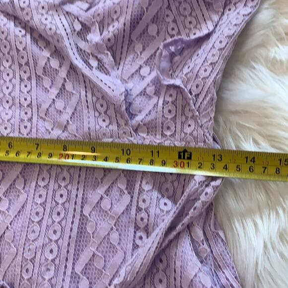 AQUA Bloomingdales Small Ruffle Lace Belted Mini Dress Women's - Picture 8 of 9